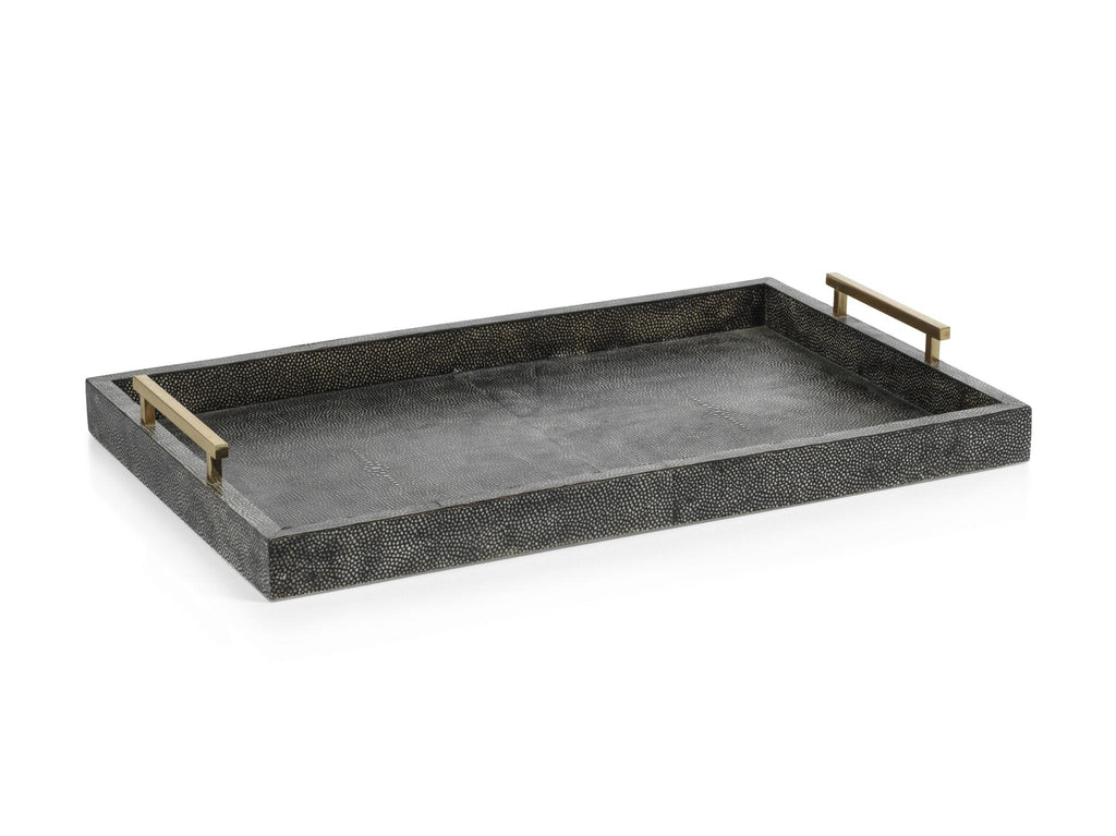 Zodax Norbury 22" Long Shagreen Leather Bar Tray