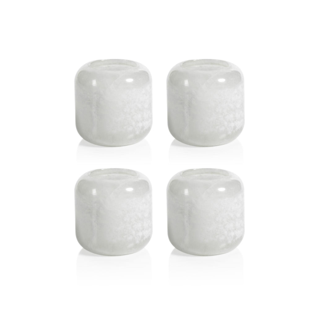 Zodax Bennour 2.75" Tall Polished Alabaster Stone Candle Holders, Set of 4