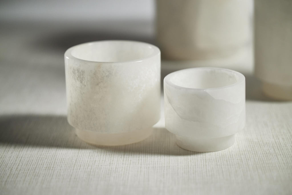 Zodax Small Trapani Polished Alabaster Stone Candle Holder