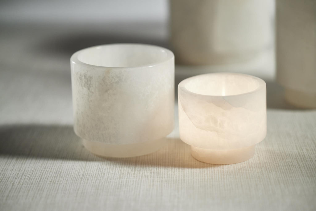 Zodax Large Trapani Polished Alabaster Stone Candle Holder