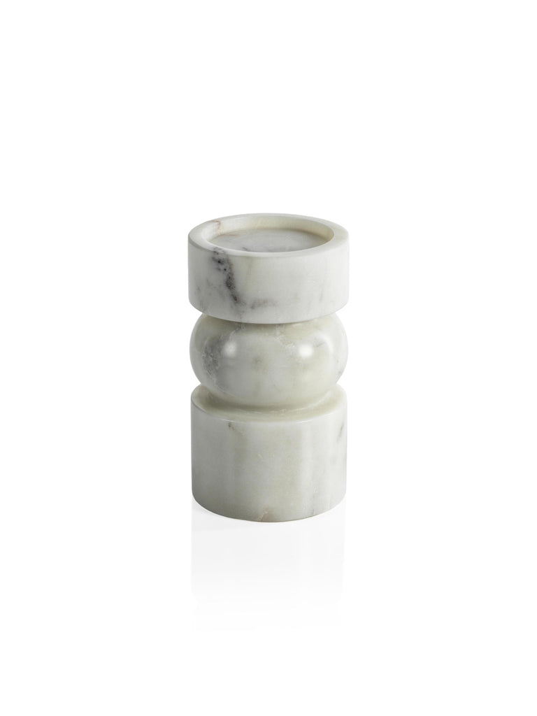 Zodax Small Marrakesh Marble Pillar Candle Holders, Set of 2