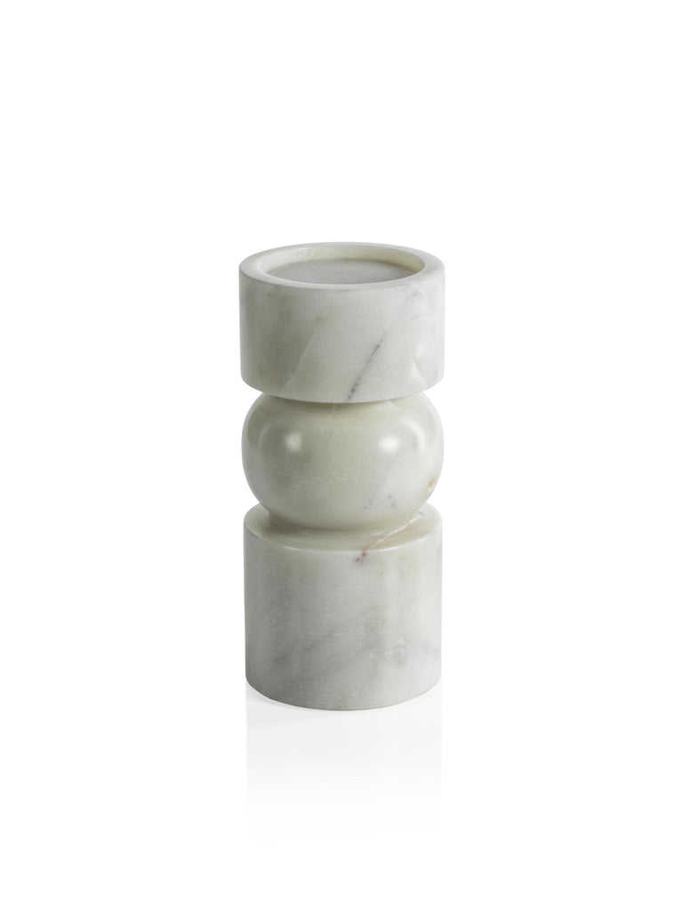 Zodax Large Marrakesh Marble Pillar Candle Holders, Set of 2