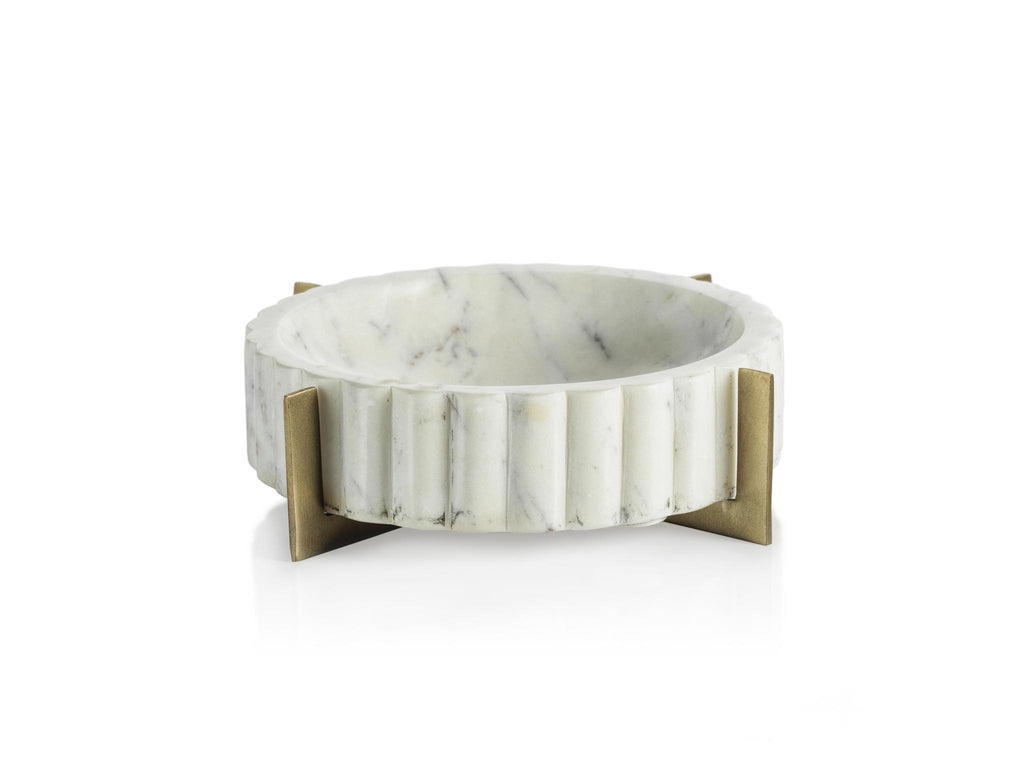 Zodax Pordenone Scalloped Marble Bowl on Metal Stand