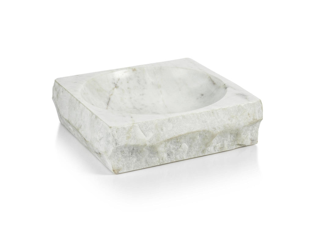 Zodax Terni Rock Finish Square White Marble Bowl