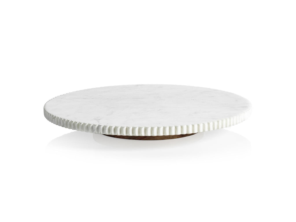 Zodax Caserta Ribbed Finish White Marble Lazy Susan