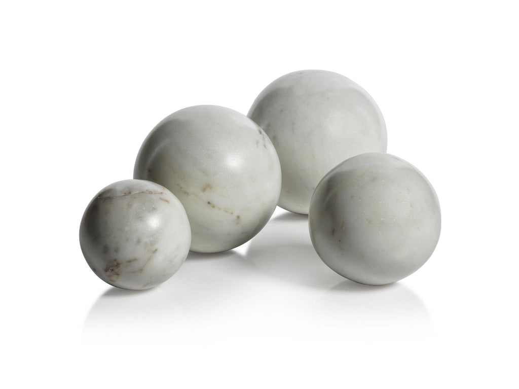 Zodax 3" Monza White Marble Fill Decorative Balls, Set of 4