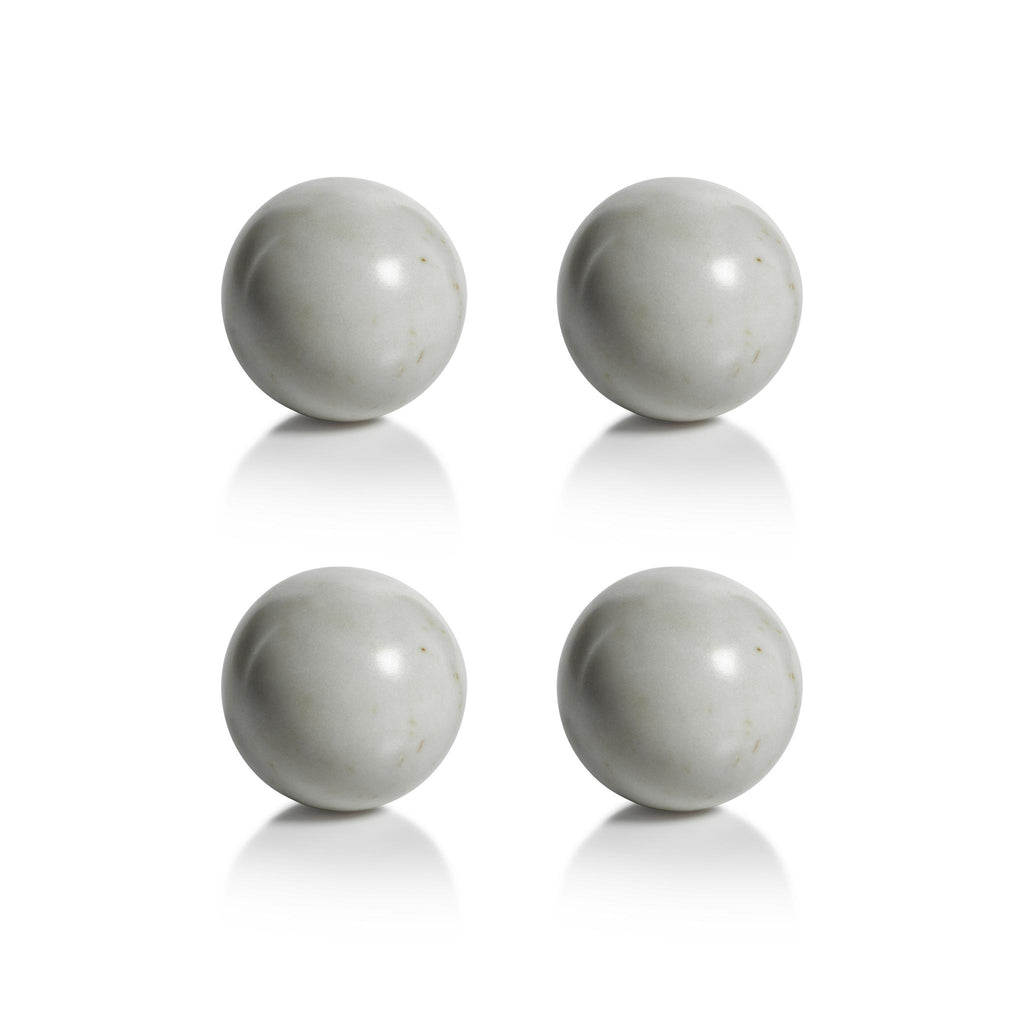 Zodax 3.5" Monza White Marble Fill Decorative Balls, Set of 4