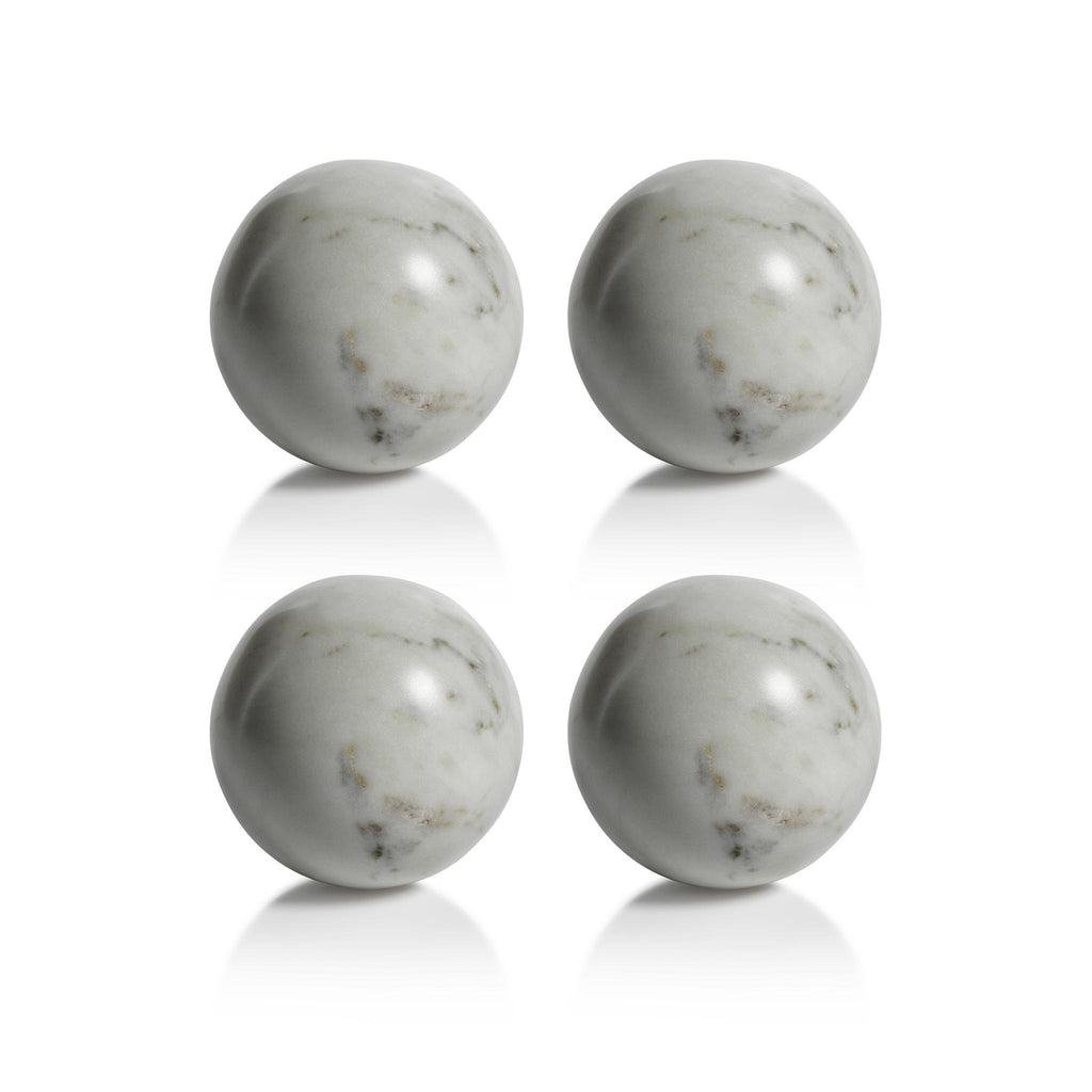 Zodax 4" Monza White Marble Fill Decorative Balls, Set of 4