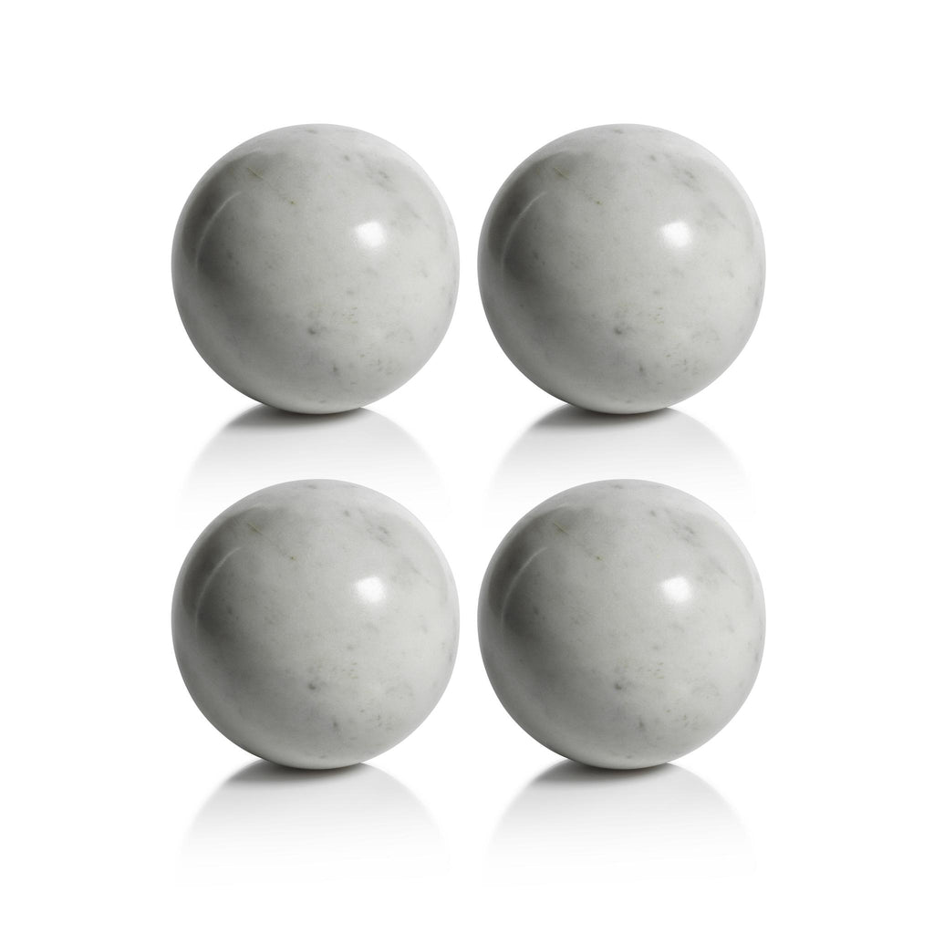 Zodax 4.5" Monza White Marble Fill Decorative Balls, Set of 4