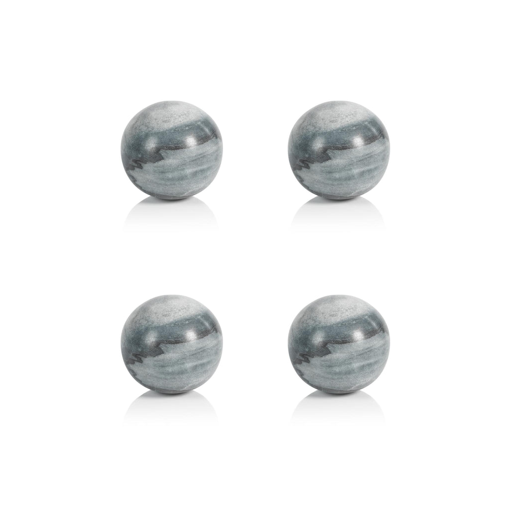 Zodax 3" Monza Gray Marble Fill Decorative Balls, Set of 4