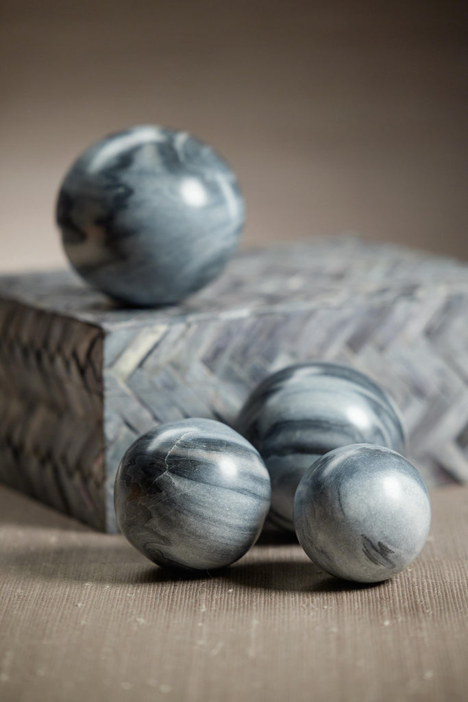 Zodax 3" Monza Gray Marble Fill Decorative Balls, Set of 4