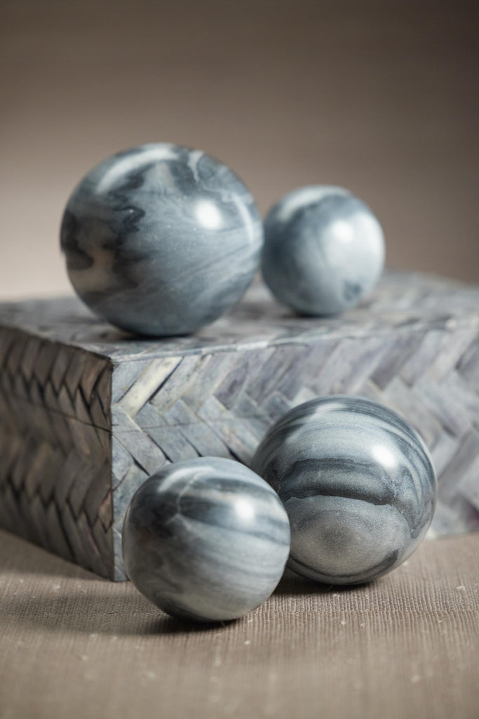 Zodax 3" Monza Gray Marble Fill Decorative Balls, Set of 4