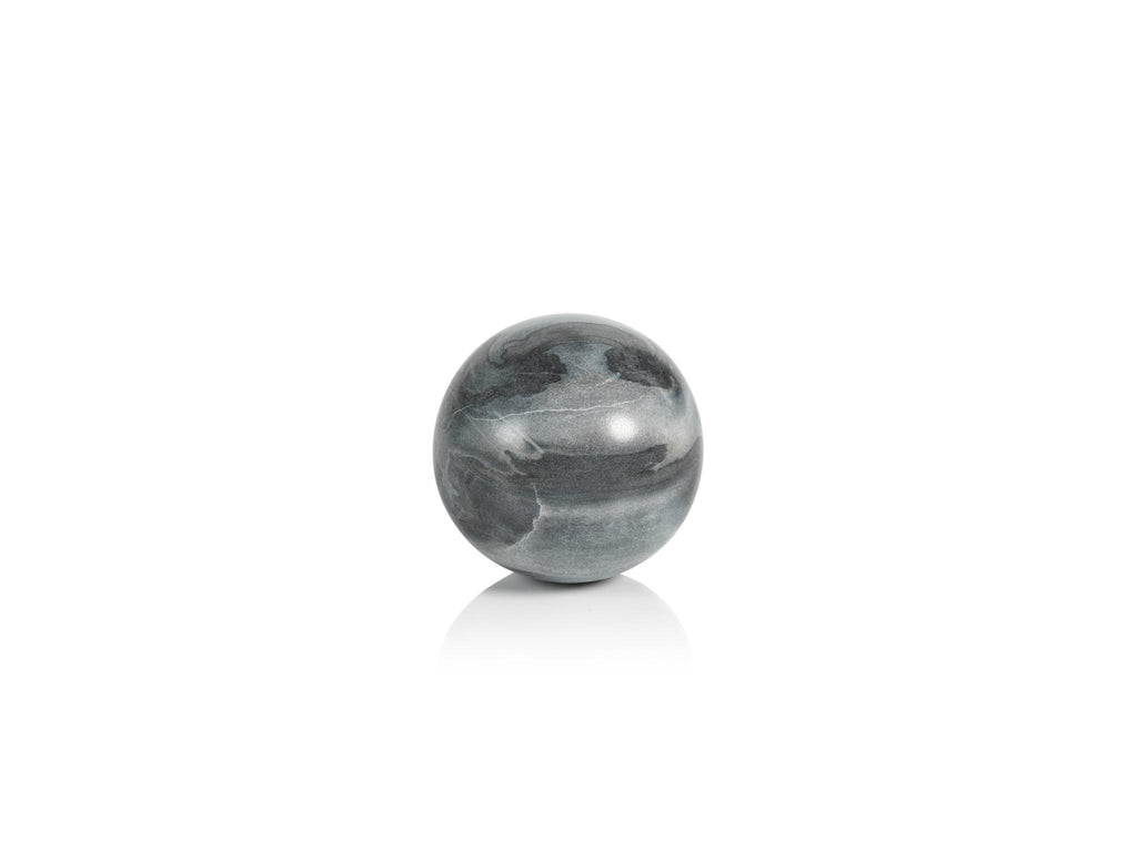 Zodax 3.5" Monza Gray Marble Fill Decorative Balls, Set of 4