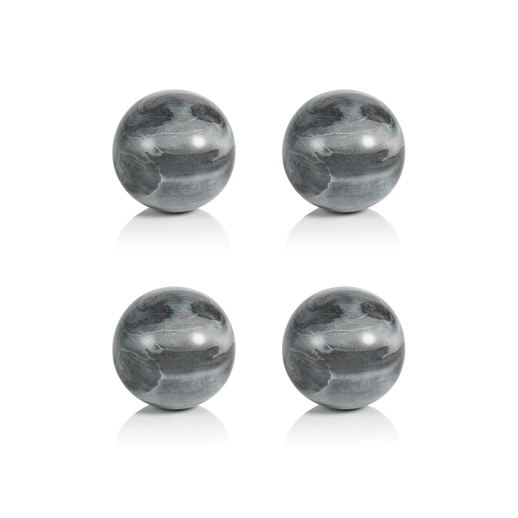 Zodax 3.5" Monza Gray Marble Fill Decorative Balls, Set of 4