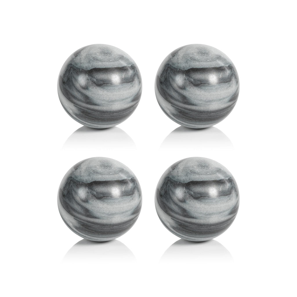 Zodax 4" Monza Gray Marble Fill Decorative Balls, Set of 4