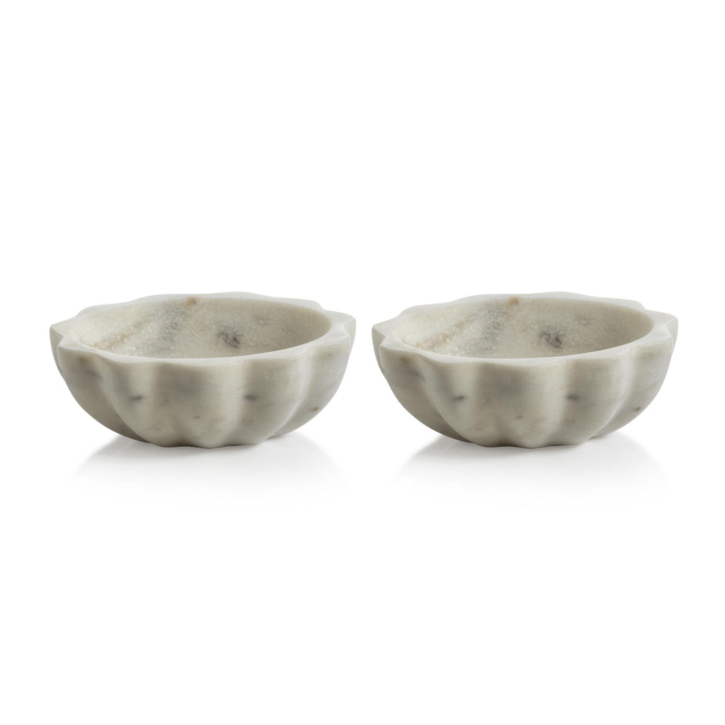 Zodax Rimini Scalloped Marble Condiment Bowls, Set of 2