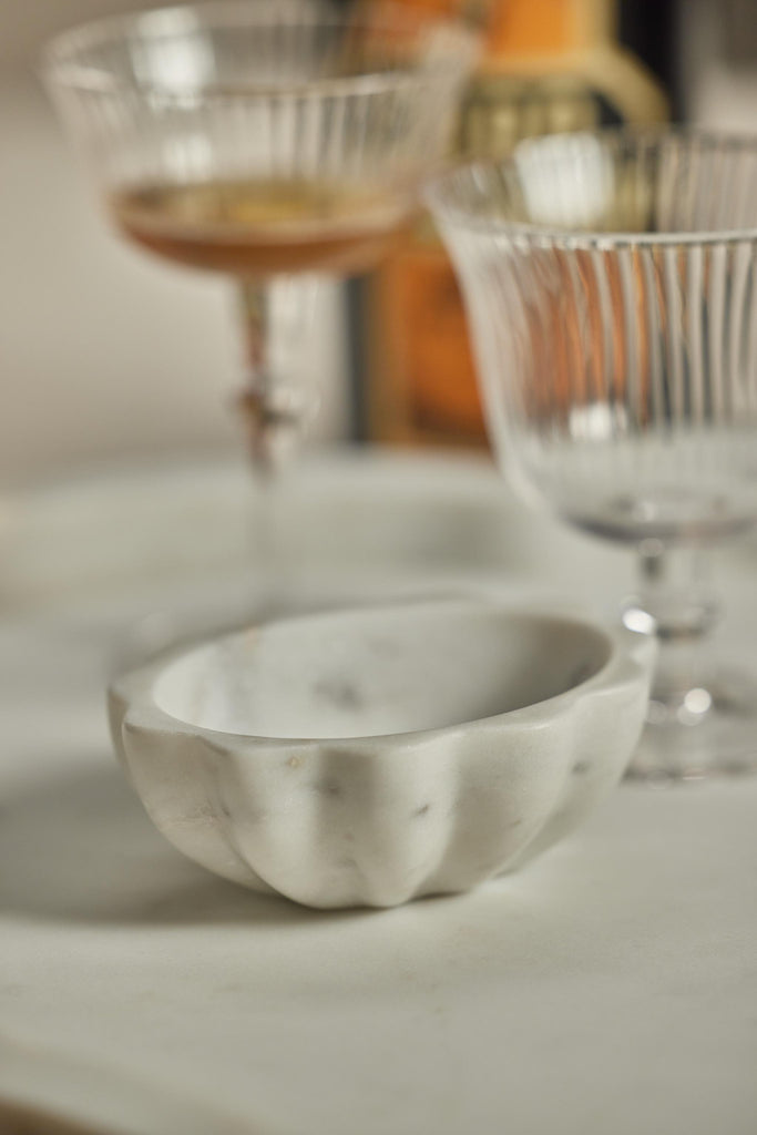 Zodax Rimini Scalloped Marble Condiment Bowls, Set of 2