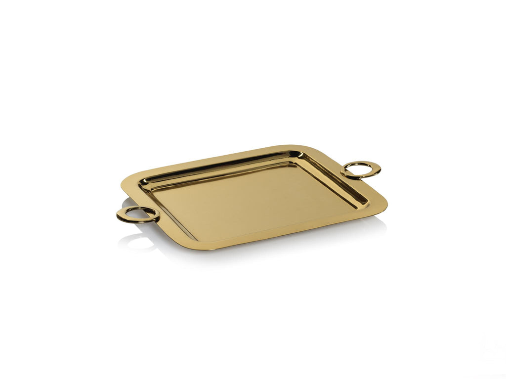 Zodax 18" x 13" Ollie Gold Polished Brass Serving Tray