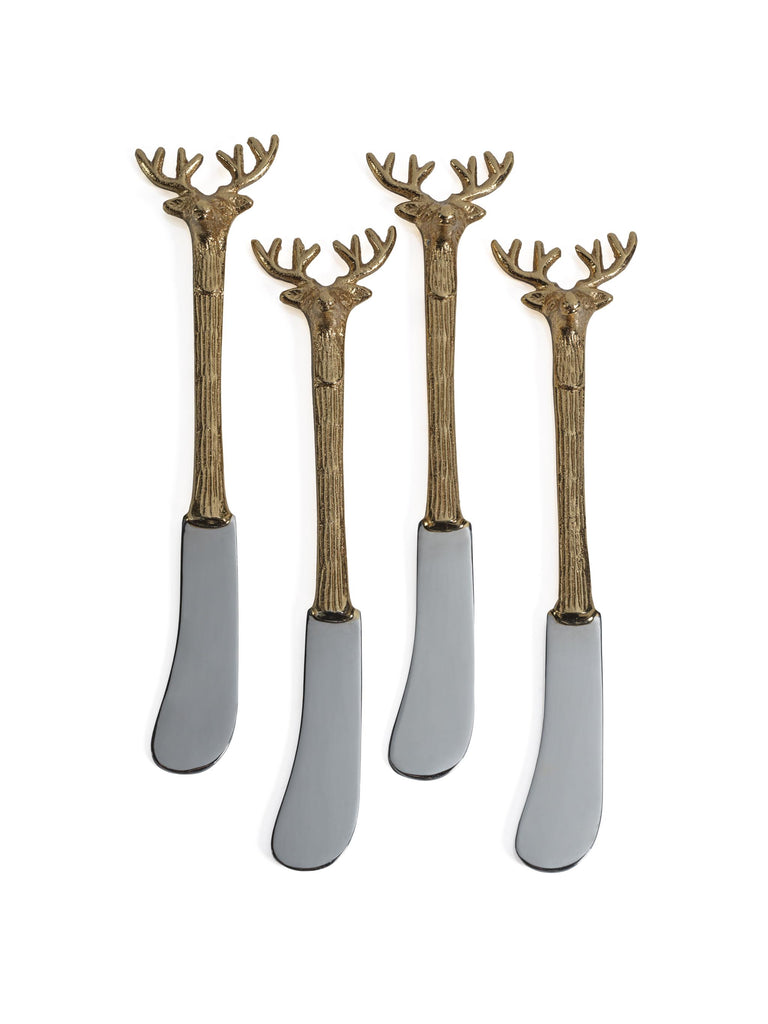 Zodax Peura Stag's Head  Butter Knives, Set of 4