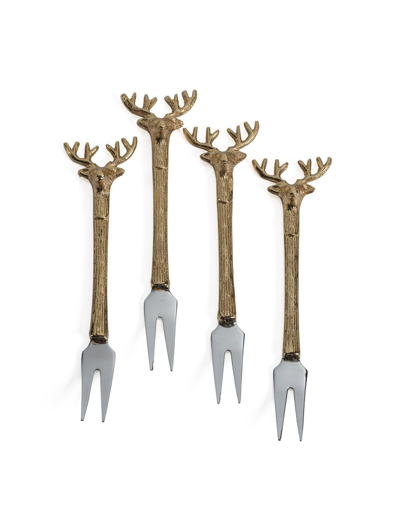 Zodax Peura Stag's Head  Cocktail  / Cheese Forks, Set of 4