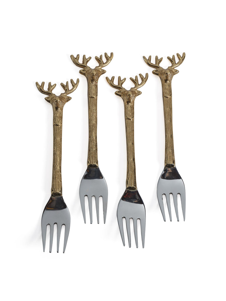 Zodax Peura Stag's Head Hors d 'Oeuvre  Forks, Set of 4