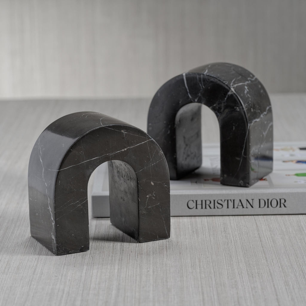 Zodax Black Marquina Martil Marble Bookends, Set of 2