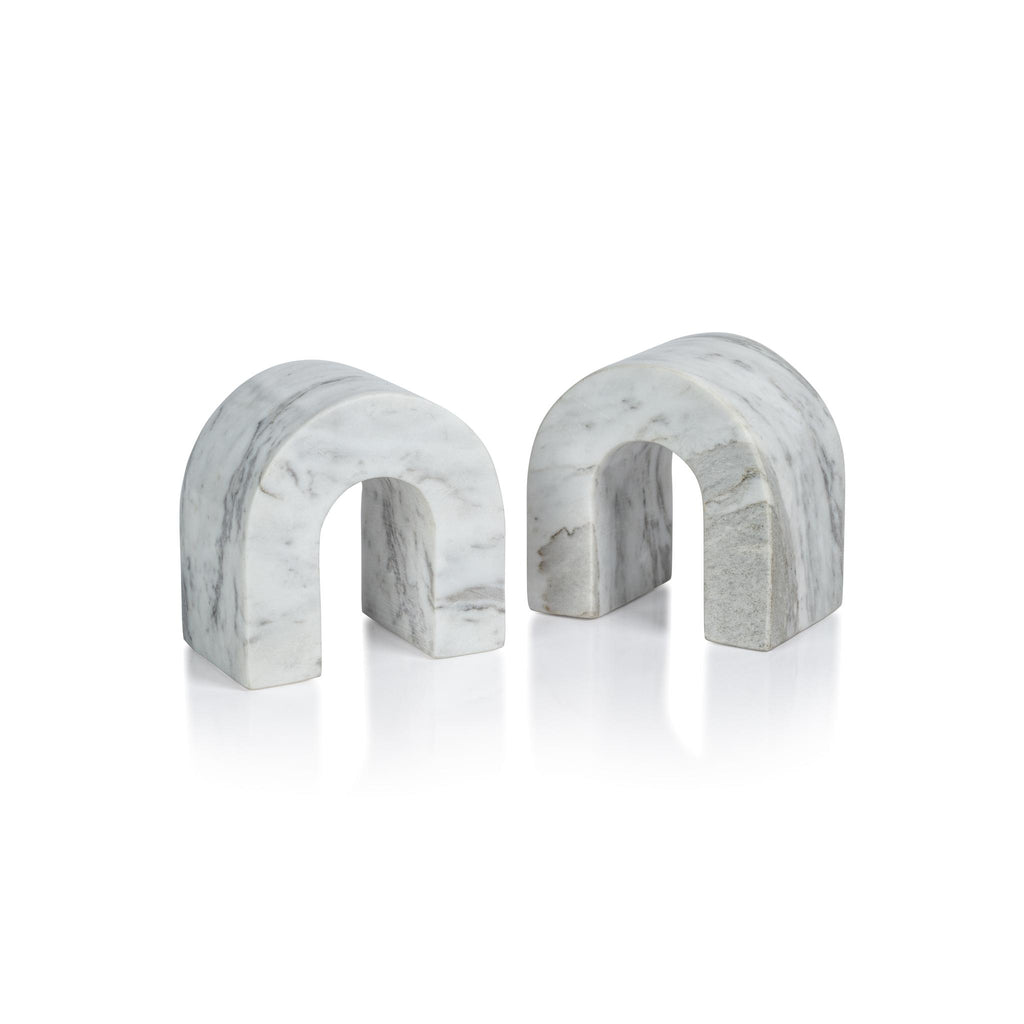 Zodax White Volakas Martil Marble Bookends, Set of 2