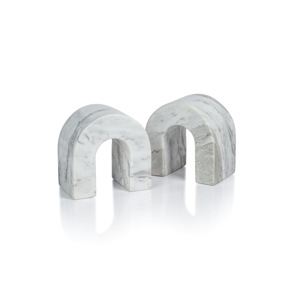 Zodax White Volakas Martil Marble Bookends, Set of 2