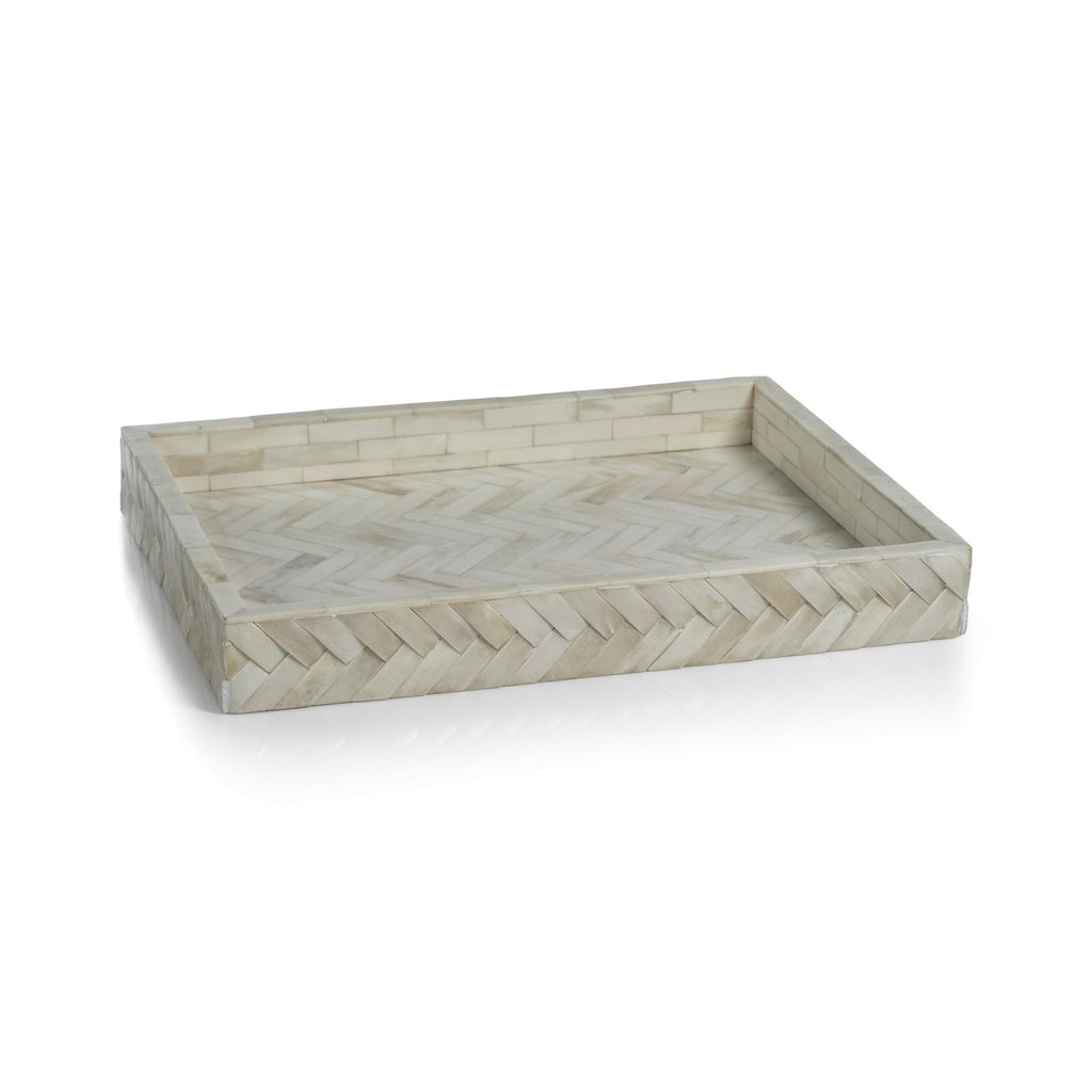 Zodax 16.5" x 12.5" x 2" Bengkulu Bone Braided Tray