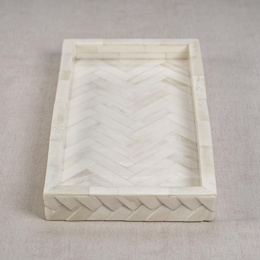 Zodax 14.25" x 7.25" x 1.35" Bengkulu Bone Braided Tray