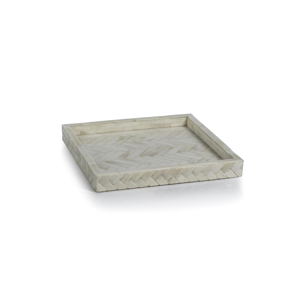 Zodax 12" x 12" x 1.25" Bengkulu Bone Braided Tray