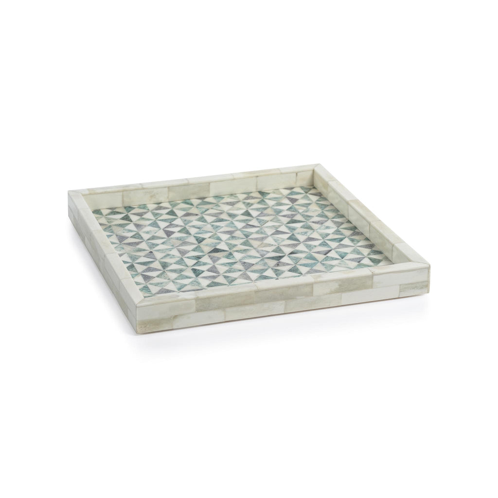 Zodax 12" x 12" x 1.25" Square Manado Geometric Bone Tray