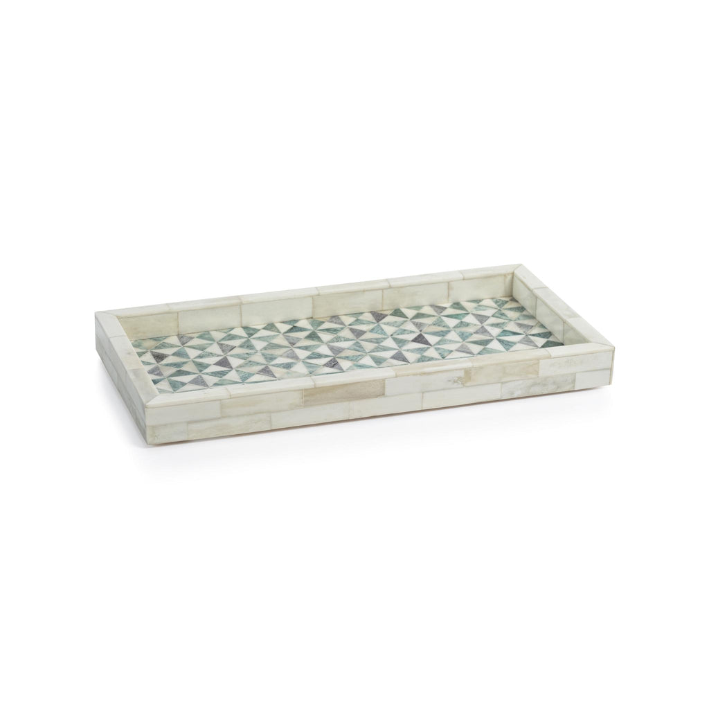 Zodax 14" x 7" x 1.25" Rectangle Manado Geometric Bone Tray