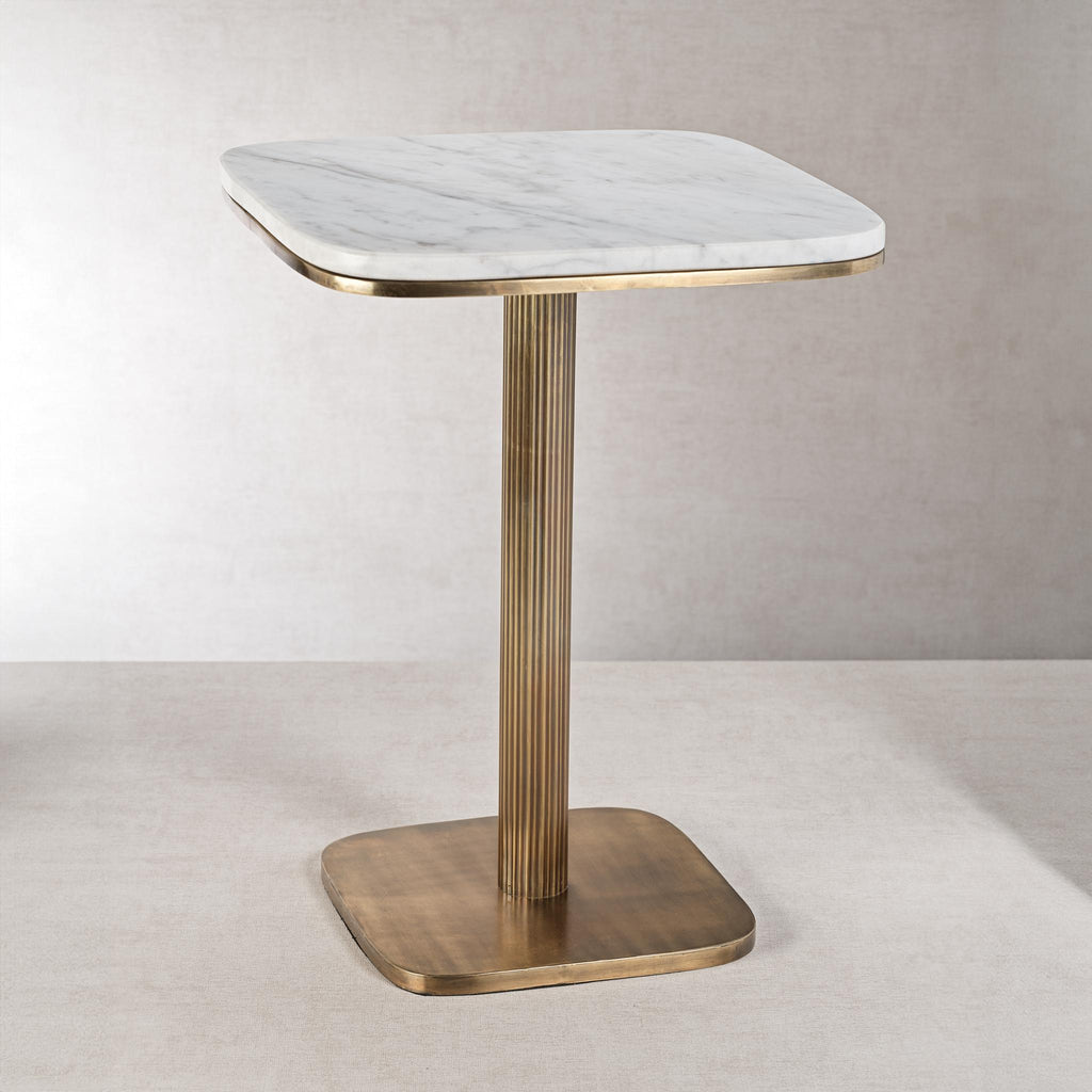 Zodax Bitonto Marble on Antique Brass Side Table