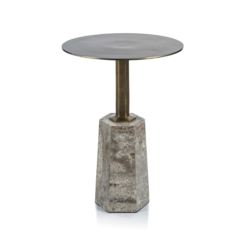 Zodax Bayonne Antique Brass on Marble Base Side Table