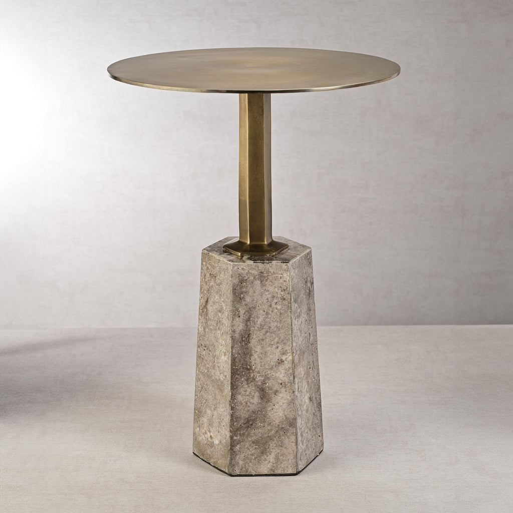 Zodax Bayonne Antique Brass on Marble Base Side Table