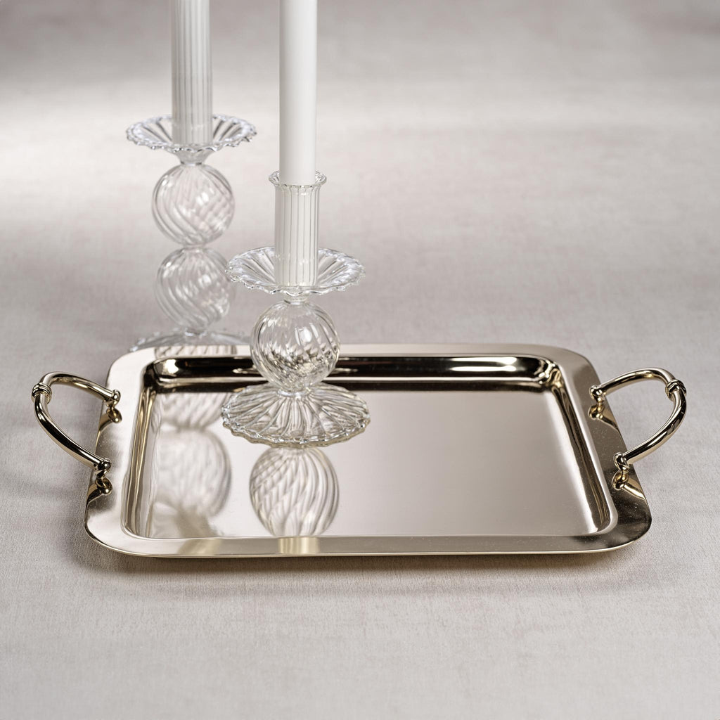 Zodax Medium Gold Manetta Polished Steel and Brass Tray