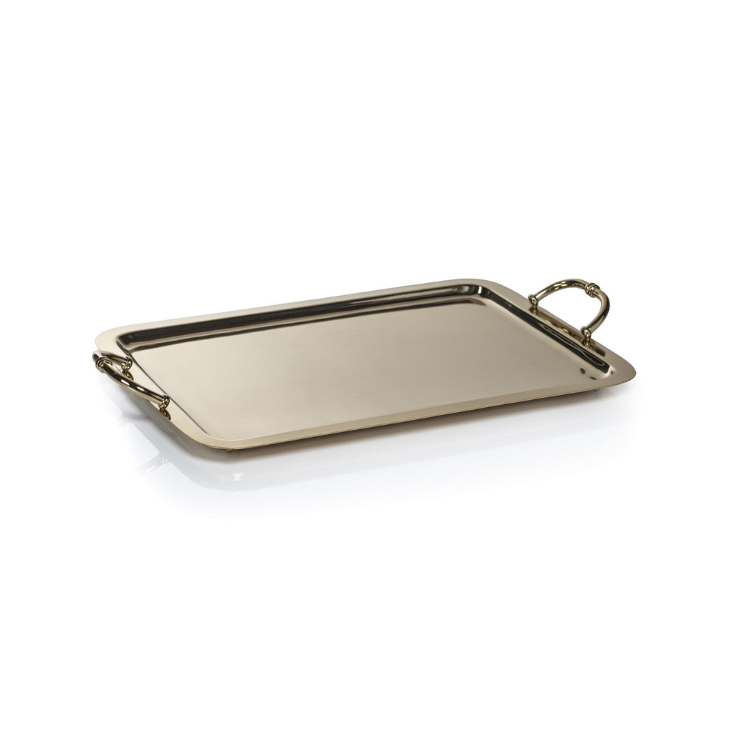 Zodax Large Gold Manetta Polished Steel and Brass Tray