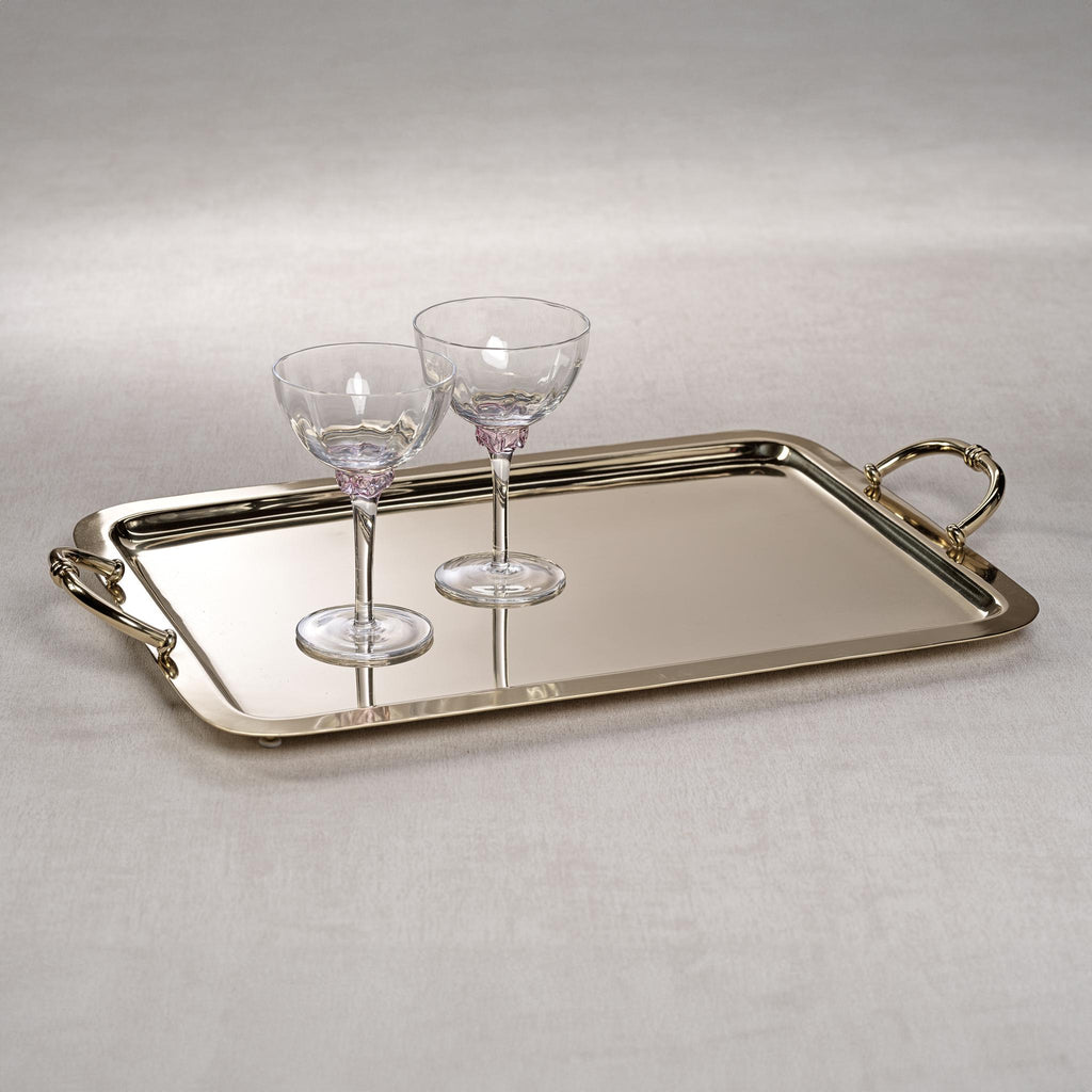 Zodax Large Gold Manetta Polished Steel and Brass Tray