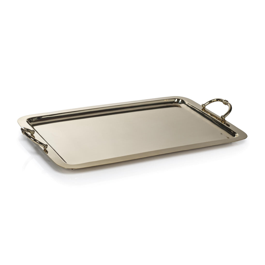 Zodax X-Large Gold Manetta Polished Steel and Brass Tray