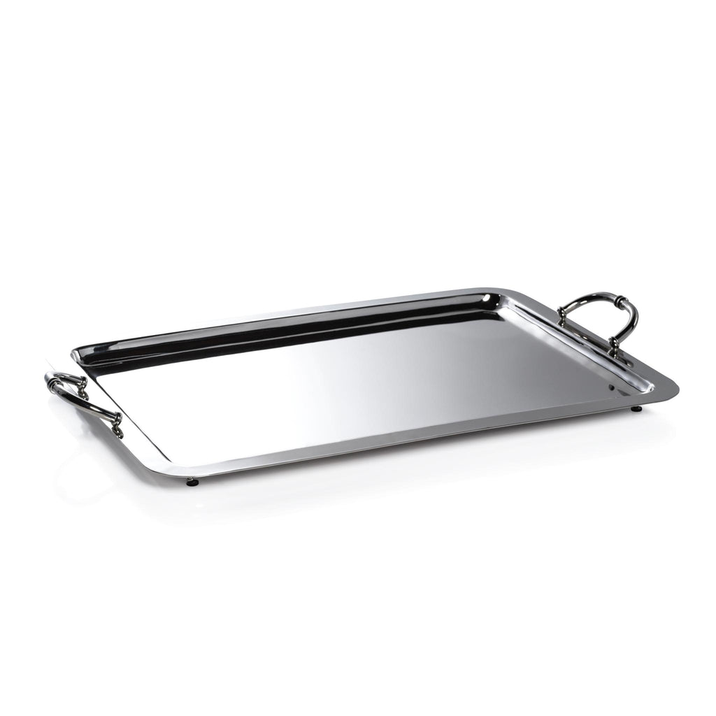 Zodax X-Large Nickel Manetta Polished Steel and Brass Tray