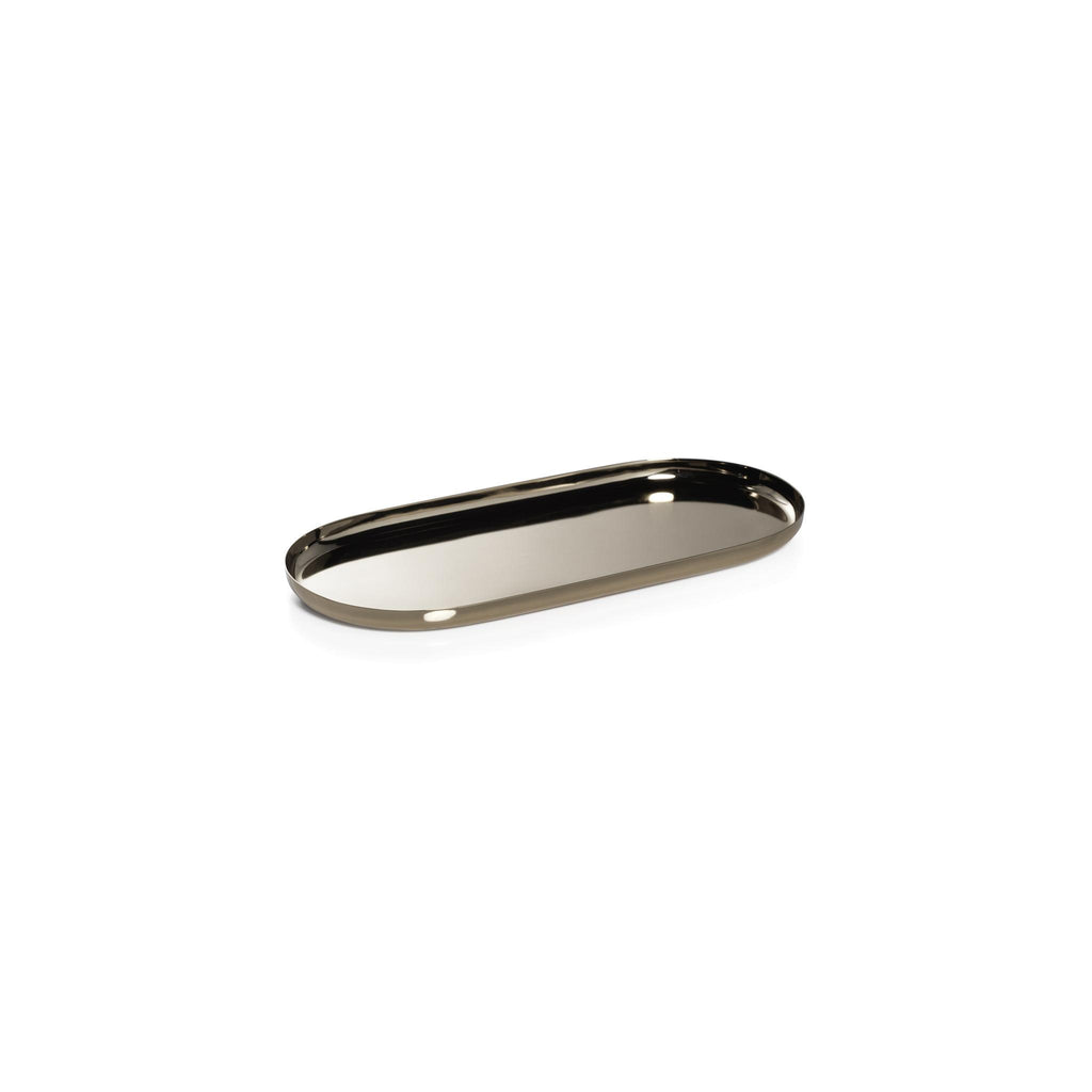 Zodax Small Gold Perpignan Versatile Oblong Polished Steel Tray