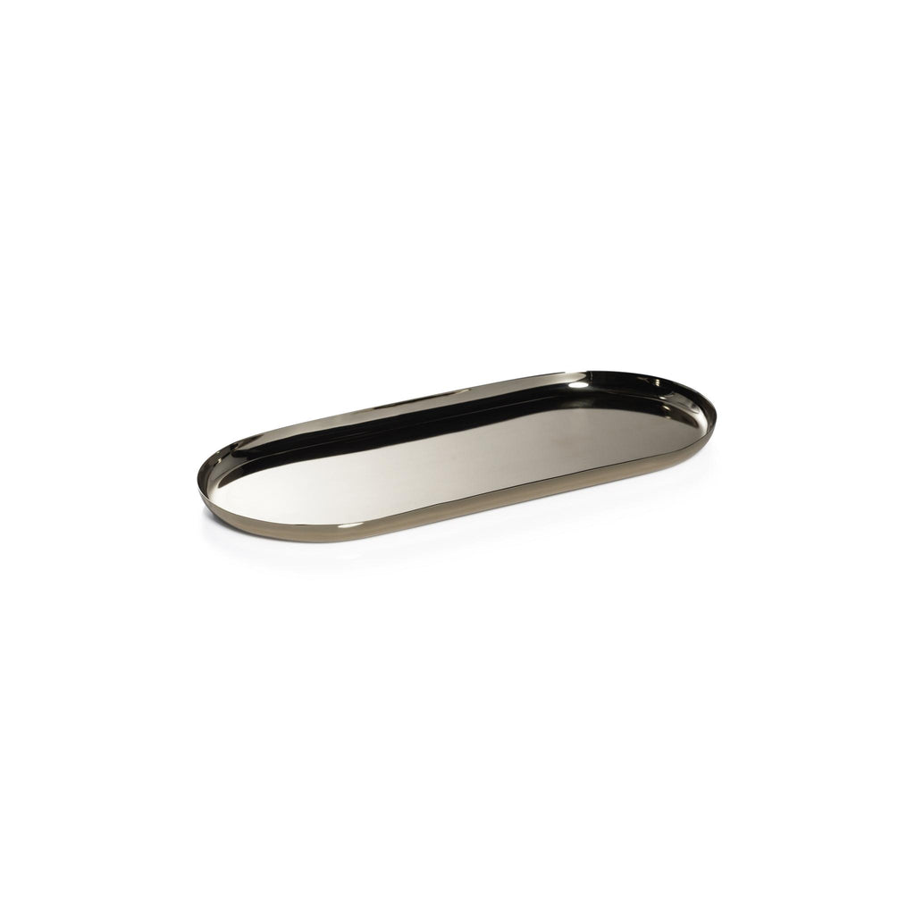 Zodax Medium Gold Perpignan Versatile Oblong Polished Steel Tray