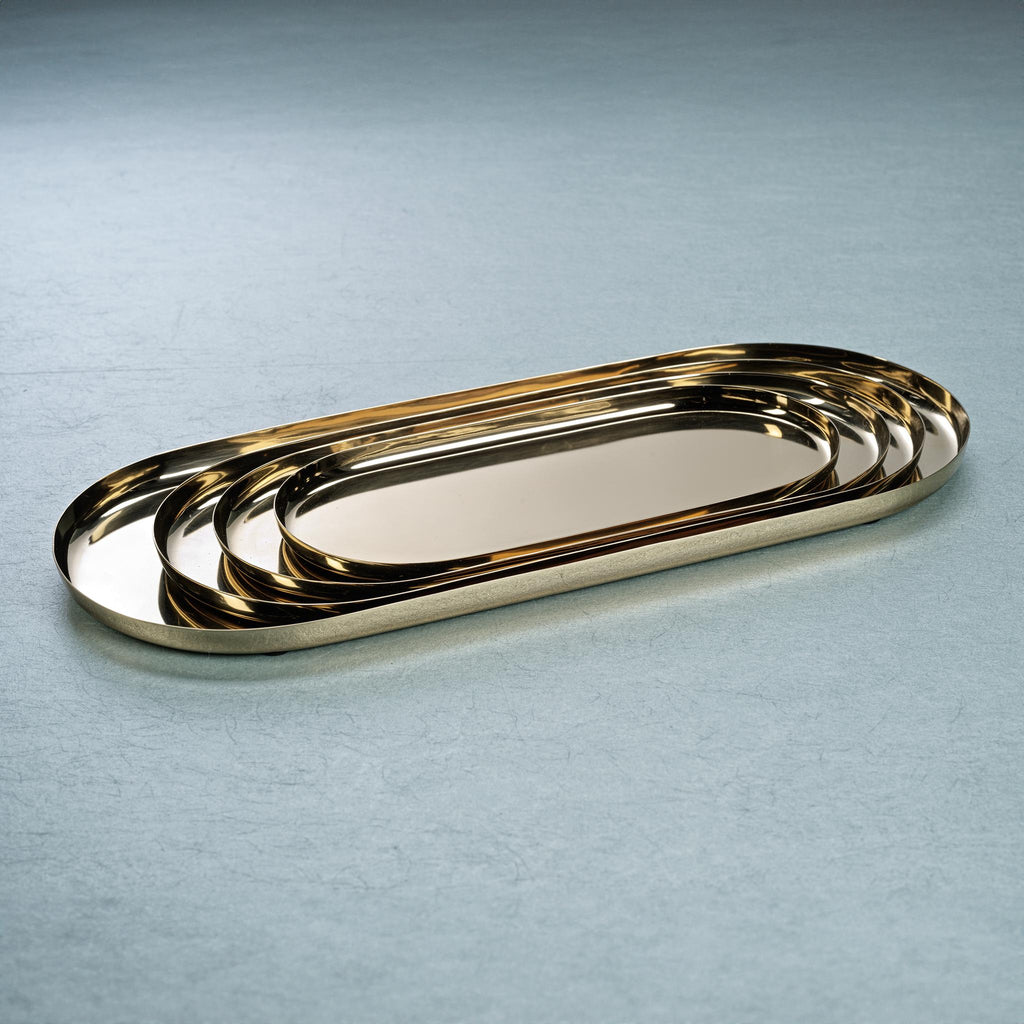 Zodax Medium Gold Perpignan Versatile Oblong Polished Steel Tray