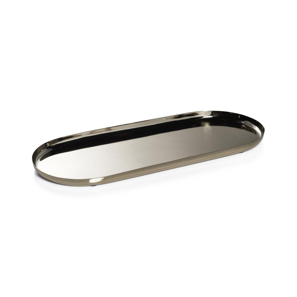 Zodax X-Large Gold Perpignan Versatile Oblong Polished Steel Tray