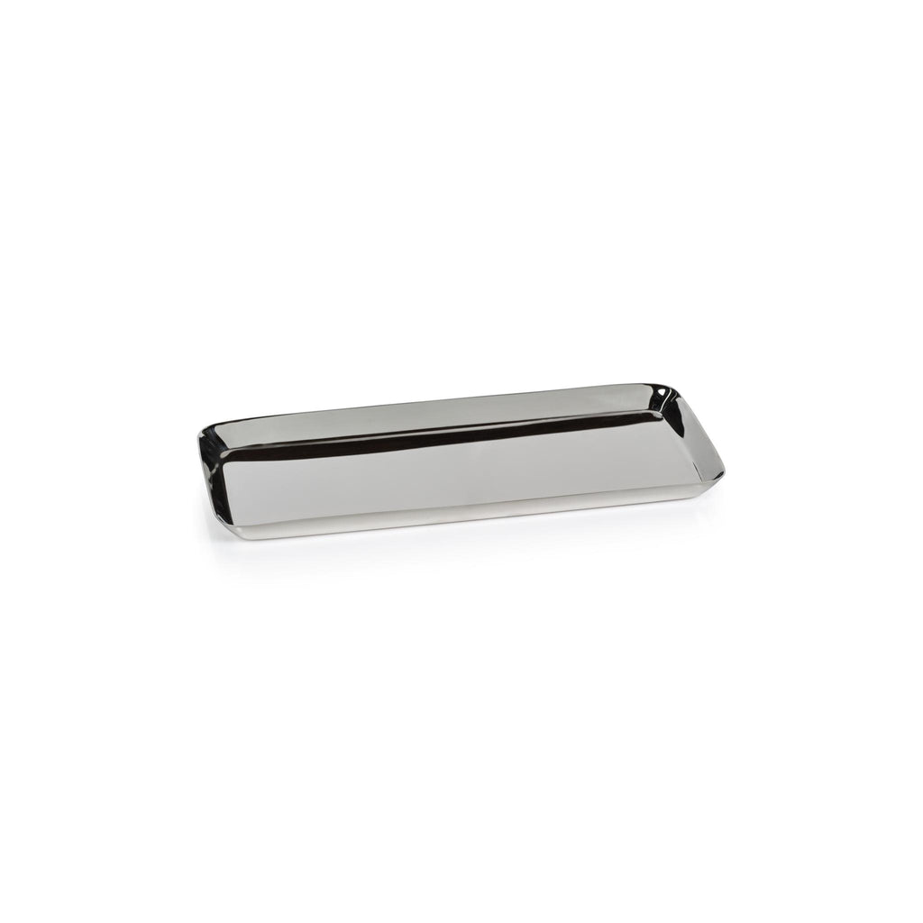 Zodax Medium Nickel Perpignan Versatile Rectangular Polished Steel Tray