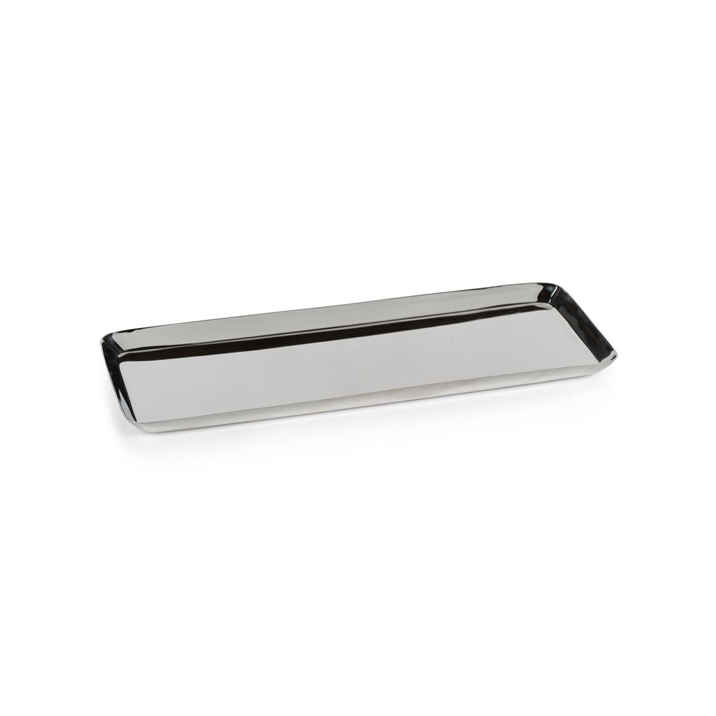 Zodax Large Nickel Perpignan Versatile Rectangular Polished Steel Tray