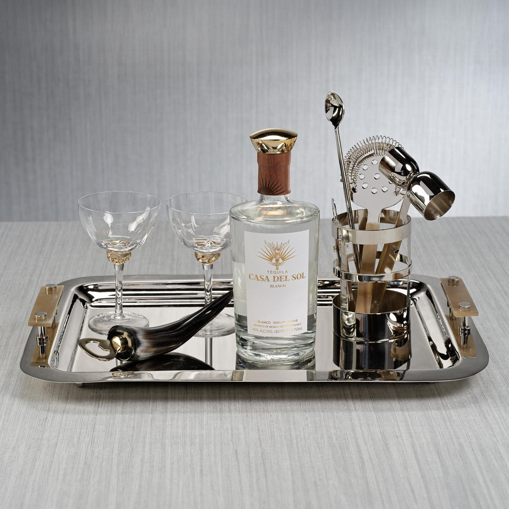 Zodax Bayeux Steel Serving Tray with Horn Handles