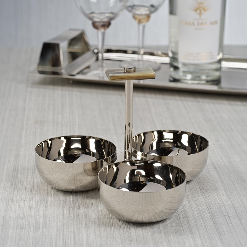 Zodax Bayeux Serving Condiment Set with Horn Trim