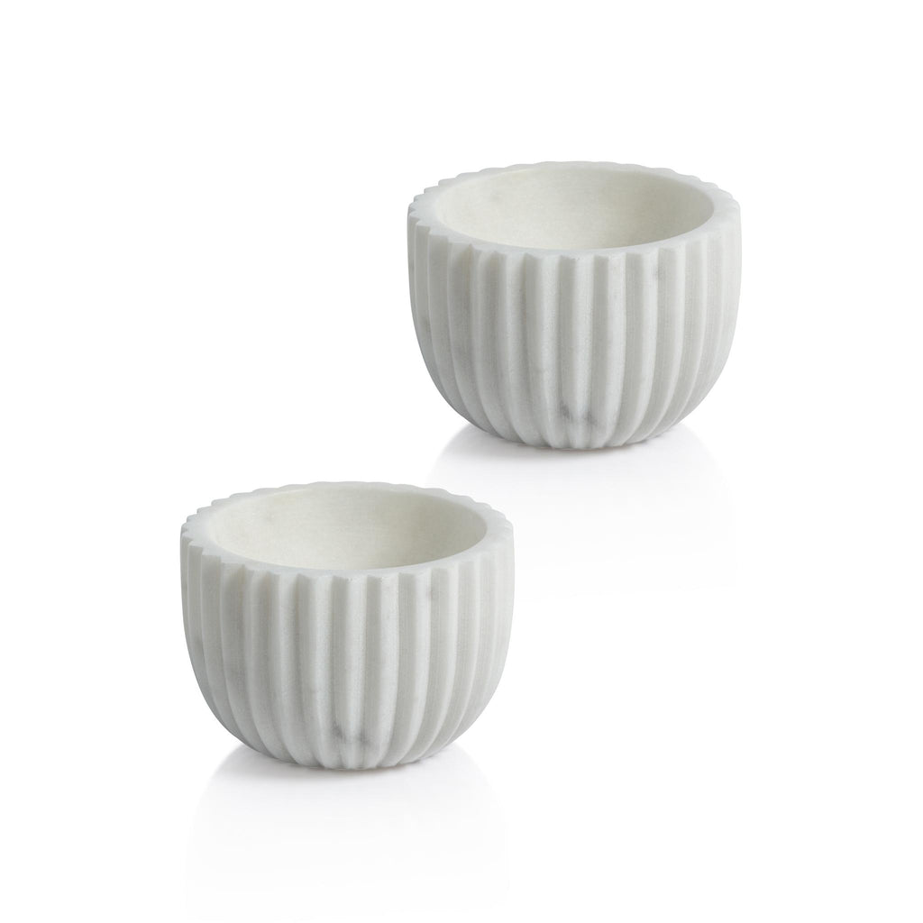 Zodax White Mulhouse Ribbed Marble Bowls, Set of 2